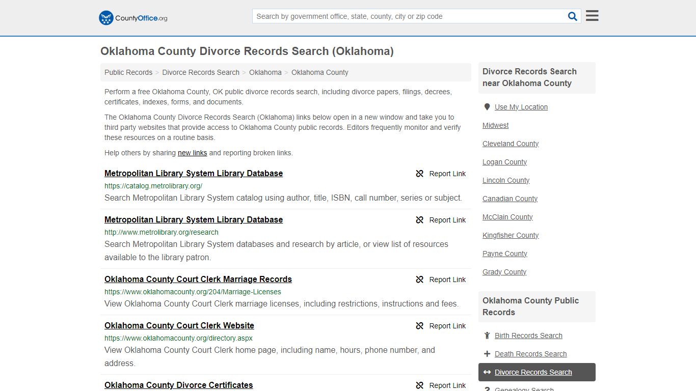Oklahoma County Divorce Records Search (Oklahoma) - County Office